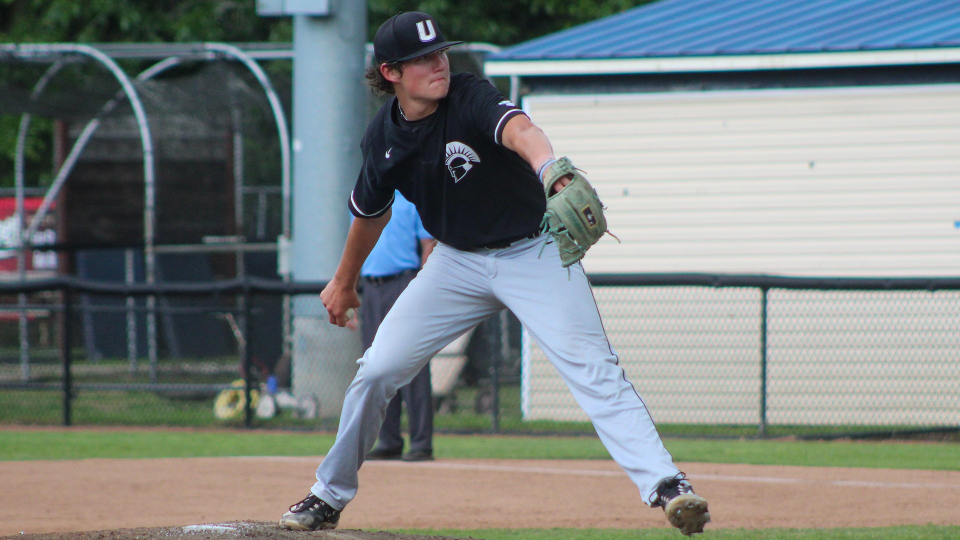 USC Upstate's Noah Sullivan throws a pitch.