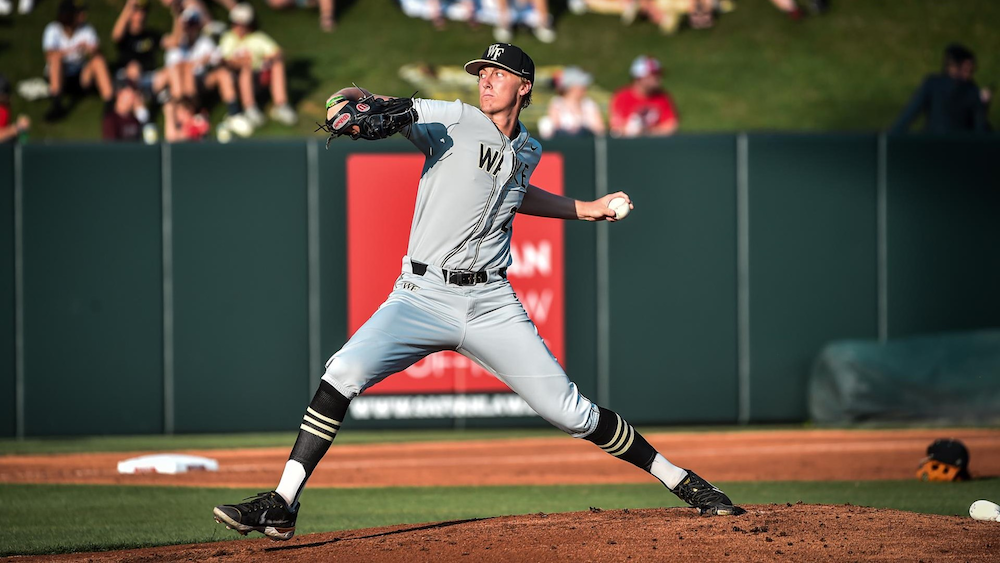 Wake Forest's Josh Hartle throws a pitch.